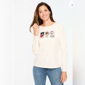 Talbots LONG SLEEVE CREWNECK TEE - LOVELY DOGS